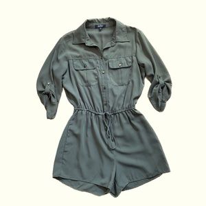 BeBop Small Olive Green Shorts Romper with Drawstring Waist